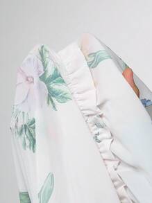 INAWLY Women's Floral Print Front Tie Button Design Raglan Sleeve Fashion Blouse Fall Cloth For Women - Multicolor - View 5