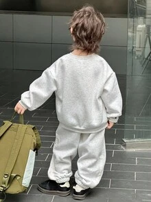 DAZY 儿童秋季服装 男童抓绒卫衣套装，休闲宽松字母印花街头风，秋季