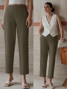 MOTF PREMIUM 纯色斜口袋锥形裤