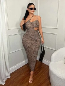 SHEIN SXY Robe léopard sexy ajourée - Multicolore - Voir 3