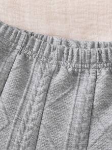 SHEIN 1 件婴儿女孩/幼儿舒适休闲针织麦穗图案喇叭裤，适合秋冬外出、上学、旅行和各种场合