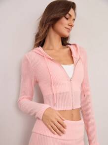 Hanevo 2 pièces/Set Ensemble Cardigan de Sport Rose pour Femmes, Nouveau Automne - Rose bonbon - Voir 3