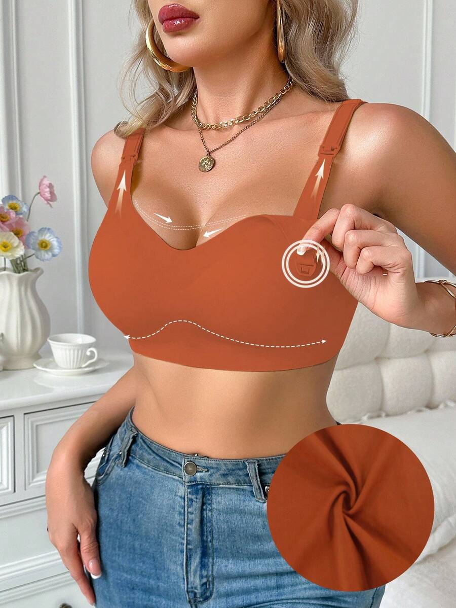 SHEIN Sujetador de lactancia sólido, cómodo y casual para maternidad