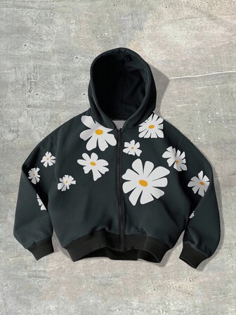 Street Life Sudadera con capucha casual de hombre con estampado floral