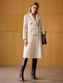 MOTF PREMIUM WOOL DOUBLE BREASTED OVERCOAT - Apricot - View 7