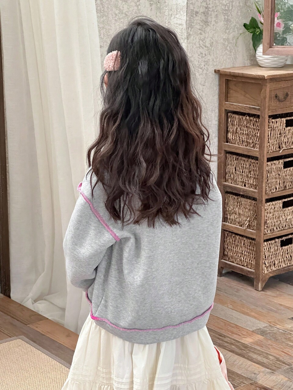 Young Girls Round Neck Contrast Stitching Decor Long Sleeve Sweatshirt, Autumn/Winter