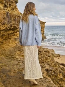 Aralina Fall Winter Stolkhom Style Western Boho Sexy Full Lace Split Front Sheer A Line Maxi Skirt Country Concert And Teacher And Halloween