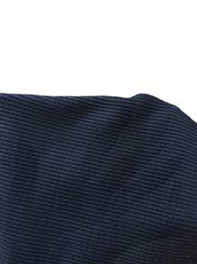 SHEIN Camiseta casual holgada de mujer de unicolor, con mangas largas, hombros caídos y botones en la mitad del escote - Azul - Ver 7