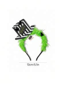 Beetlejuice X SHEIN 1 pieza Diadema de cosplay de hechicero del inframundo, tocado de Halloween, sombrero de copa a rayas blanco y negro, disfraz divertido, gótico, cosplay - Multicolor - Ver 3