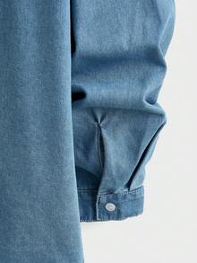 EASEVO Plus Size Men's Long Sleeve Single-Breasted Pocket Casual Denim Jacket - Blue - View 5