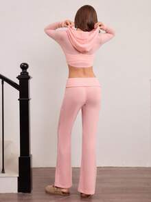 Hanevo 2 pièces/Set Ensemble Cardigan de Sport Rose pour Femmes, Nouveau Automne - Rose bonbon - Voir 2