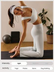 GLOWMODE FeatherFit™ 罗纹柔软弹性方领运动文胸低冲击瑜伽普拉提工作室日常休闲装可拆卸罩杯 - 淺灰色 - 查看 6