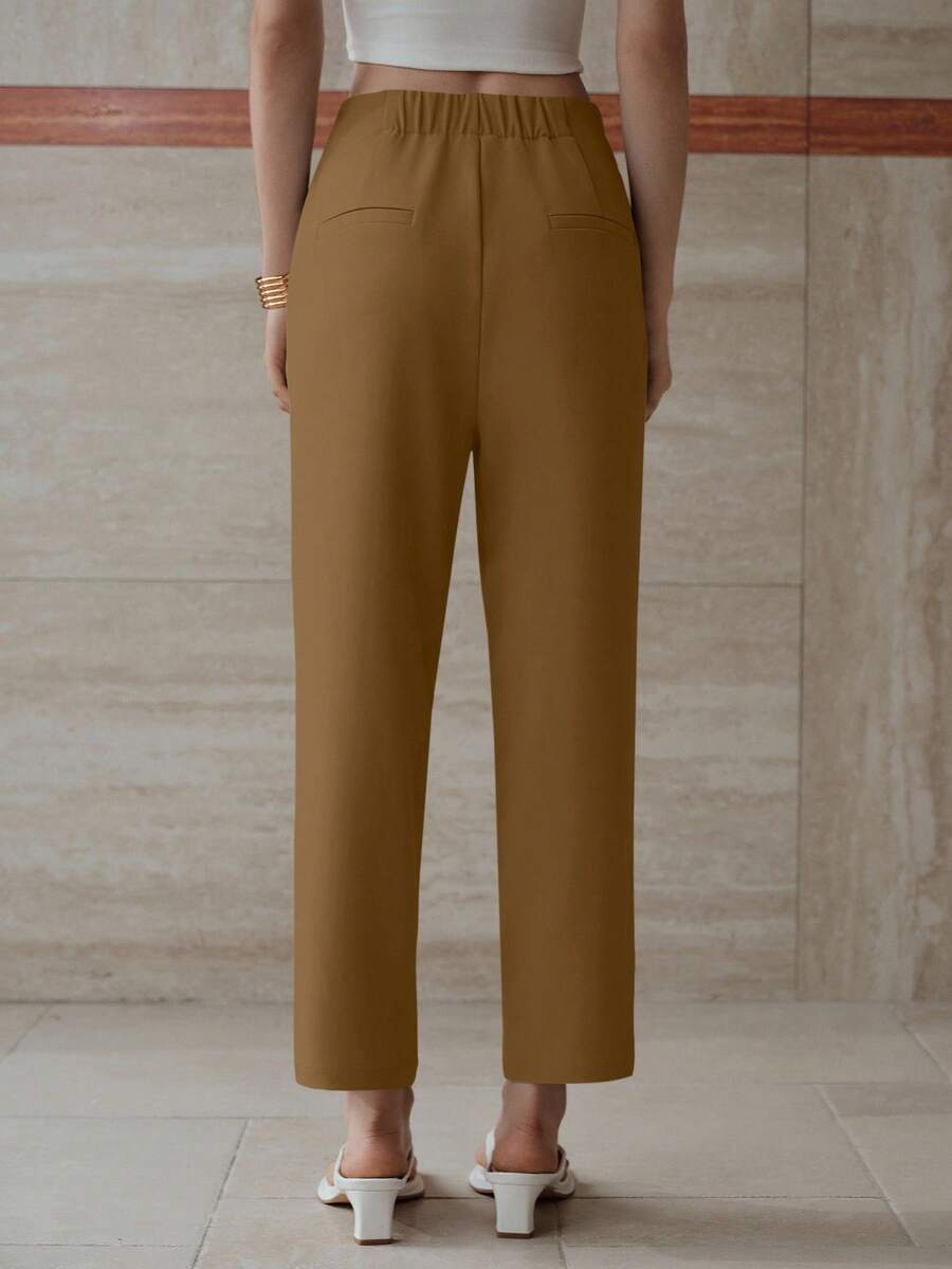 MOTF PREMIUM 纯色斜口袋锥形裤 - Golden Glow - 查看 2