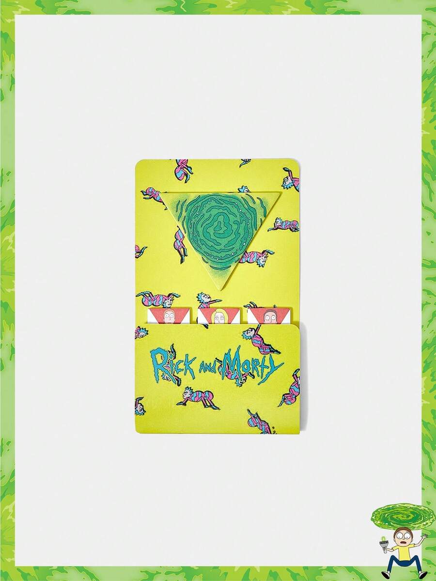 Rick and Morty X SHEIN Bloc-notes à motif de personnage de dessin animé mignon - Jaune citron - Voir 1
