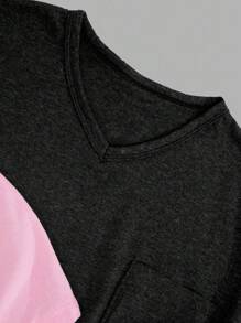 SHEIN Cottnline Bộ 2 váy ngủ tay cánh dơi cổ chữ V thoải mái và thân thiện với làn da, cỡ lớn - Nhiều màu - Xem 5