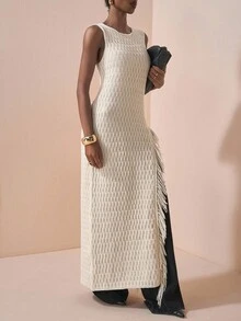 Zivah Lễ hội âm nhạc mới mùa thu 2025, Lễ Phục sinh, Ngày lễ Thánh Patrick, Phong cách phương Tây, Du mục, Tiệc sinh nhật, Lễ tốt nghiệp, Phong cách đại học, Trang phục sinh viên, Thường ngày, Đa năng, Giải trí, Du lịch du thuyền, Bãi biển, Tắm nắng, Lan truyền, Thời trang đường phố, Khách dự tiệc cưới, Bohemian, Đi làm, Ăn trưa, Sân bay, Y2K, Áo len dệt kim dài không tay tua rua cổ điển màu mơ chắp vá - Màu be - Xem 3