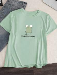 INAWLY Overstimulated Frog Weird & Funny Women T-Shirt - Mint Green - View 3