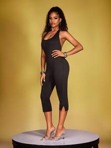 Zyxie 女士性感纯色露背吊带连体裤，夏季