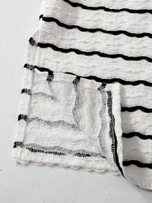 SHEIN Tween Girl 条纹渐变针织纹理 A 字裙，休闲百搭