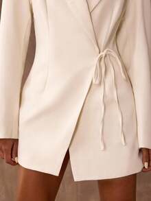 SHEIN BAE 秋冬女士时尚优雅翻领西装裙，优雅女士西装裙，女士修身衬里西装裙，白色西装裙，秋季