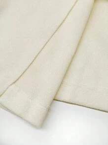 SHEIN LUNE 纯色双排扣休闲外套，秋冬季女装 - 白色 - 查看 7