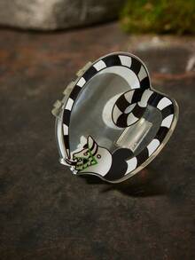 Beetlejuice X SHEIN 时尚条纹心形黑白发夹，适合居家、沐浴、美容、发髻发型、哥特风、角色扮演 - 無色 - 查看 6