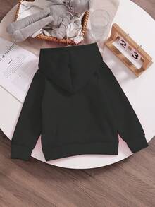 SHEIN 女童抓绒卫衣 - 黑色印花T恤，冬季服装，秋季 - 黑色 - 查看 2