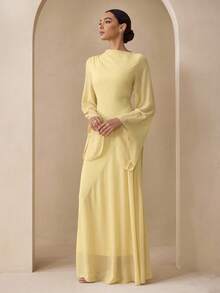 Graceveil Váy voan màu pastel thanh lịch, phù hợp cho giáo viên, trở lại trường vào mùa thu - Vàng nhạt - Xem 4