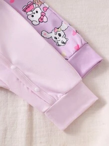 2pcs Newborn Baby Girl Cute Rabbit Cartoon Print Outfit, Long Sleeve Romper Baby Girl Pajamas Newborn Baby Girl Clothes Baby Girl Sleepwear Cartoon Baby Clothes Baby Girl Pajama Set Fall Winter - Mauve Purple - View 4