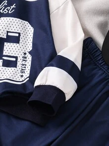 SHEIN Playful Pals 2pcs/Set Young Boys Letter & Number Digital Print Warm Crew Neck Sweatshirt And Casual Pants Outfit Chic Outfits For Autumn/Winter Fall - Multicolor - View 8