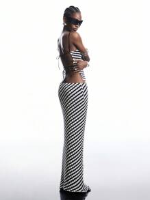 LYSMO 2025 New Arrive Minimalism Fall  Women's Casual 2 Pieces Set: Striped Knit Camisole Top & Knitted Blend Mini Skirt