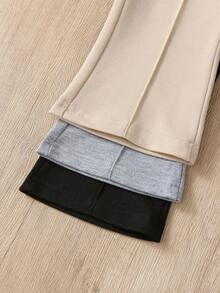 3pcs Baby Girl Knitted Comfortable Flare Pants, 0-3 Years Old, Elastic Waist, Bow Decor, Versatile For Outdoor Activities & Family Gatherings, Suitable For Spring & Autumn Fall Winter - Multicolor - View 6