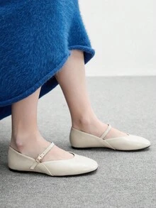 CUCCOO BIZCHIC Giày bệt thường ngày thiết kế khóa đơn giản dành cho nữ - Màu be - Xem 3
