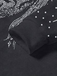 Manfinity Roughcore Manfinity Streetrush Men's Rhinestone Embellished Hoodie Sweatshirt, Hoodie Jesus, Graphic Design Hoodie Men, Men's Hoodies, Fall