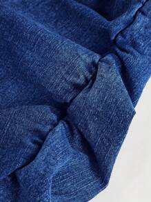 SHEIN Girlism Tween Girls Y2K Stonewashed Flared Jeans With Pleats And Flap Pocket Stacked Jeans With Cargo Pockets Fall Winter