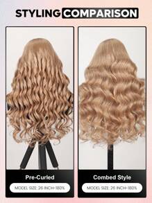 ALL READY WIG 灰蜜金色升级版 13x6 无胶蕾丝前假发 波浪卷发 雷米真人发假发 预剪耳到耳蕾丝假发 皮肤融化 女士适用 - S613/Yellow - 查看 12