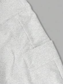 SHEIN Cottnline Men Cottonline Cargo Pockets Drawstring Waist Regular Sweatpants - Grey - View 5