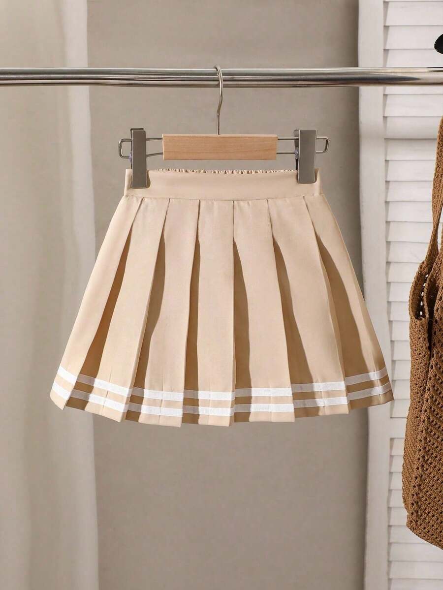 Elladie kids 少女丝带饰褶裙 - 卡其色 - 查看 1