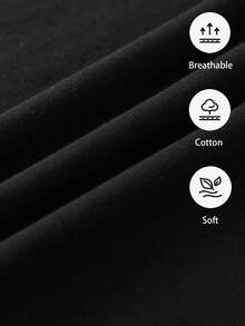 SHEIN EZwear 黑色休闲短款圆领短袖女式T恤，修身，适合春夏季，棉混纺套头衫 - 黑色 - 查看 17