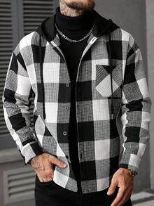 SLATEMANN 男士休闲学院风花卉印花拼布抽绳连帽衬衫夹克，春秋季，复古风 - 彩色 - 查看 4