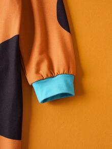 SCOOBY-DOO X SHEIN 小男孩棕色可爱狗狗印花 3D 耳朵连帽衫，适合秋冬季、万圣节、派对和聚会 - 棕色 - 查看 6