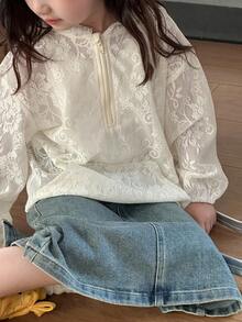 DAZY Young Girl Lace Hooded Korean Style Heavyweight Long Sleeve Sweatshirt Fall, Winter - White - View 7