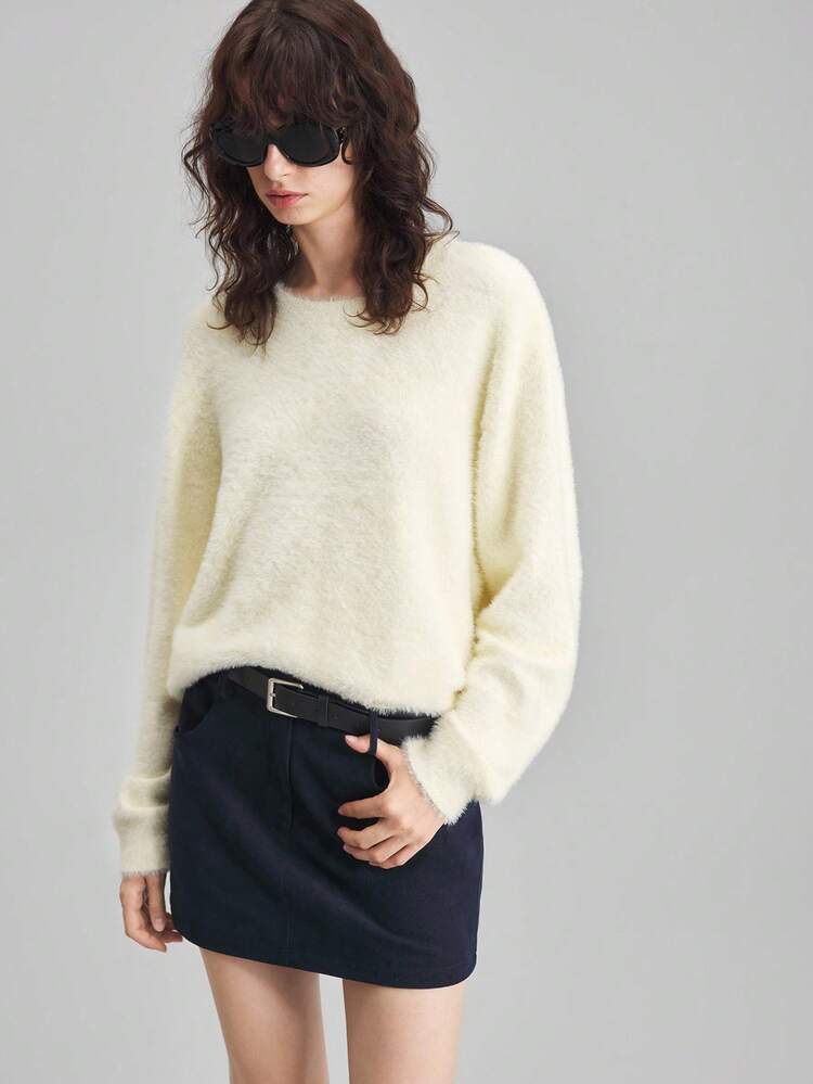 Women's Navy Blue Autumn Casual Elegant Skirt For Date,Minimalist Solid Color Office Wear,Modern Urban Business Commuting,Old Money Style Fashion