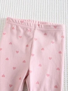 Cozy Pixies 2件套女婴心形图案针织柔软圆领长袖运动衫和裤子套装 - 彩色 - 查看 6