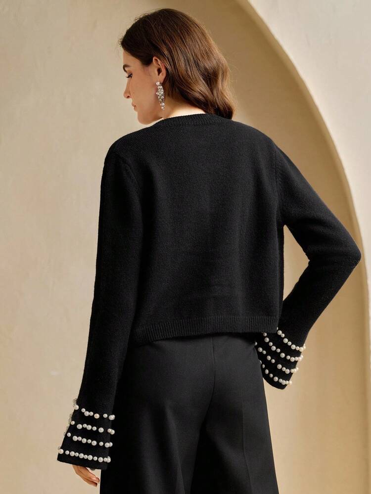 Women's Beaded Embroidered Long Sleeve Single-Breasted Cardigan