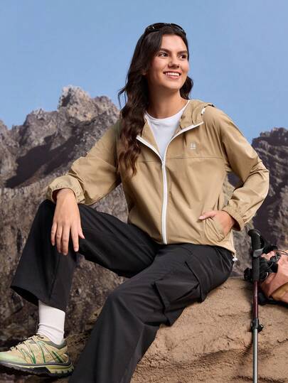 In My Nature 女式长袖拉链前口袋连帽休闲夹克