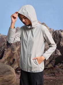 In My Nature Women's Long Sleeve Zipper Front Pocket Hooded Casual Jacket Perfect For Hiking, Trekking, Camping, Or Everyday Outdoor Activities - Grey - View 1