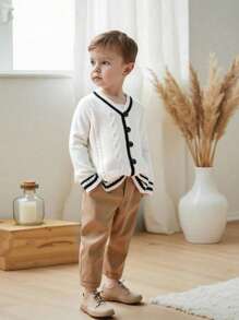 Souflis Souflis 秋冬款男童休闲撞色边开衫