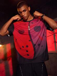 WB Horror X SHEIN Horror Graphic Colorblock Round Neck Short Sleeve T-Shirt - Multicolor - View 1