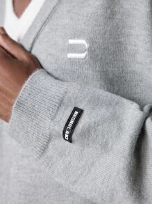 NEON BLANC Men's Casual Versatile Contrast Collar 2 In 1 Knit Top , Fall Winter - Grey - View 5